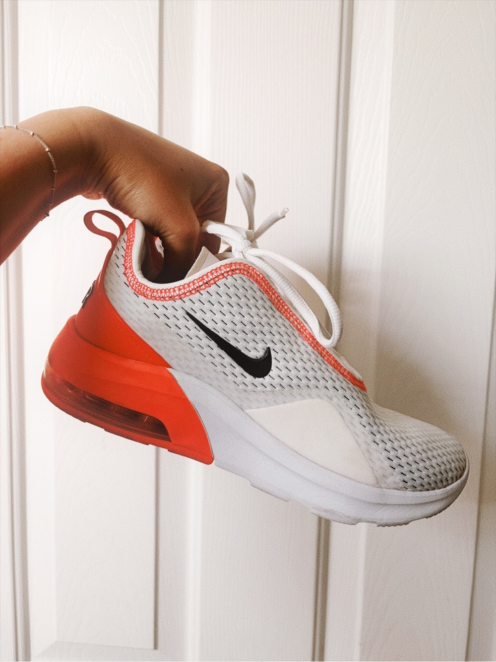 Nike Women's White and Coral/Black Air Max Trainer